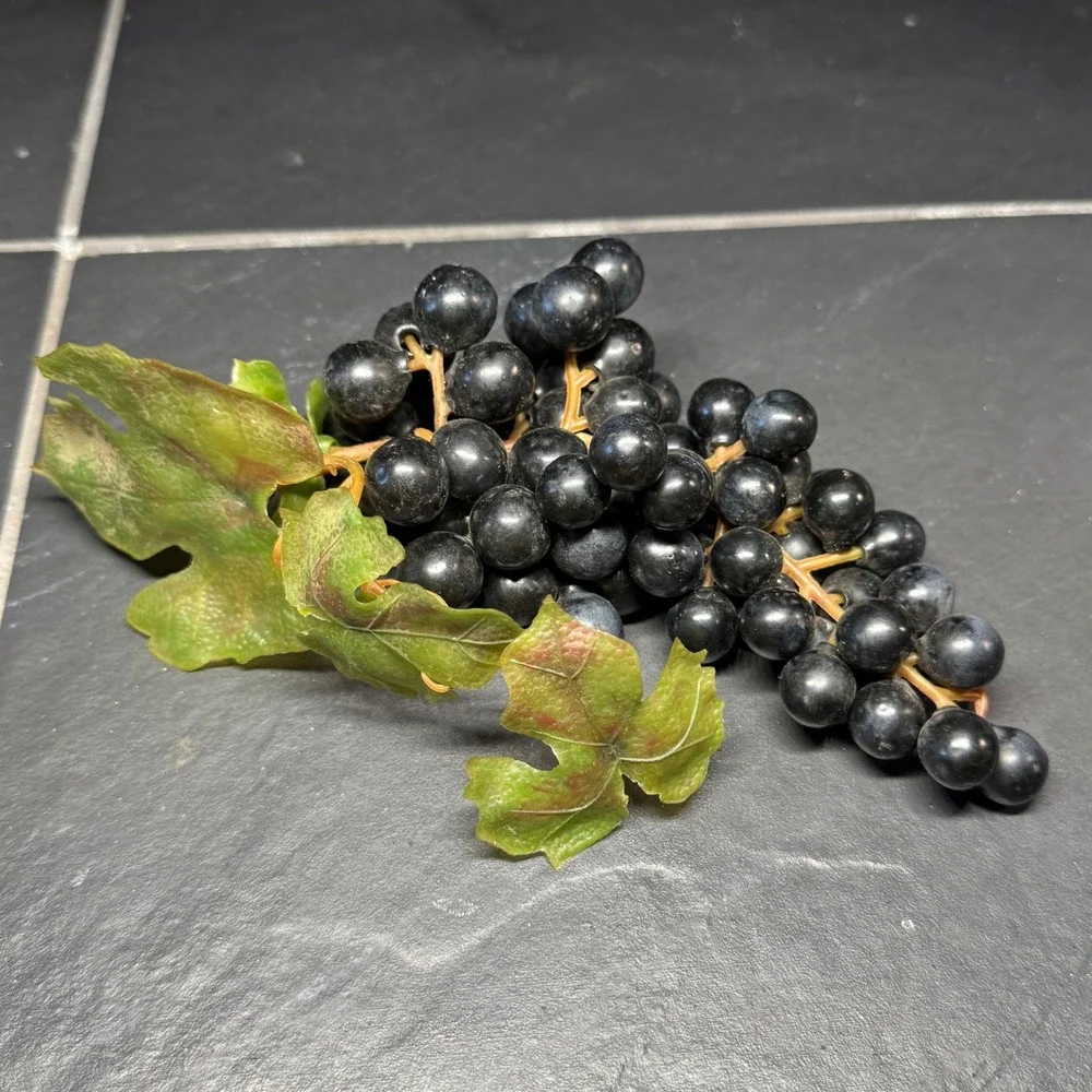 Vintage‎ MCM Artificial Grapes Faux Fruit Clusters Purple Green Black 3pc Set